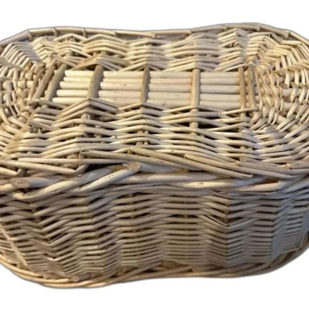 Vintage Wicker Woven Storage Basket Natural Rattan Rectangular Basket